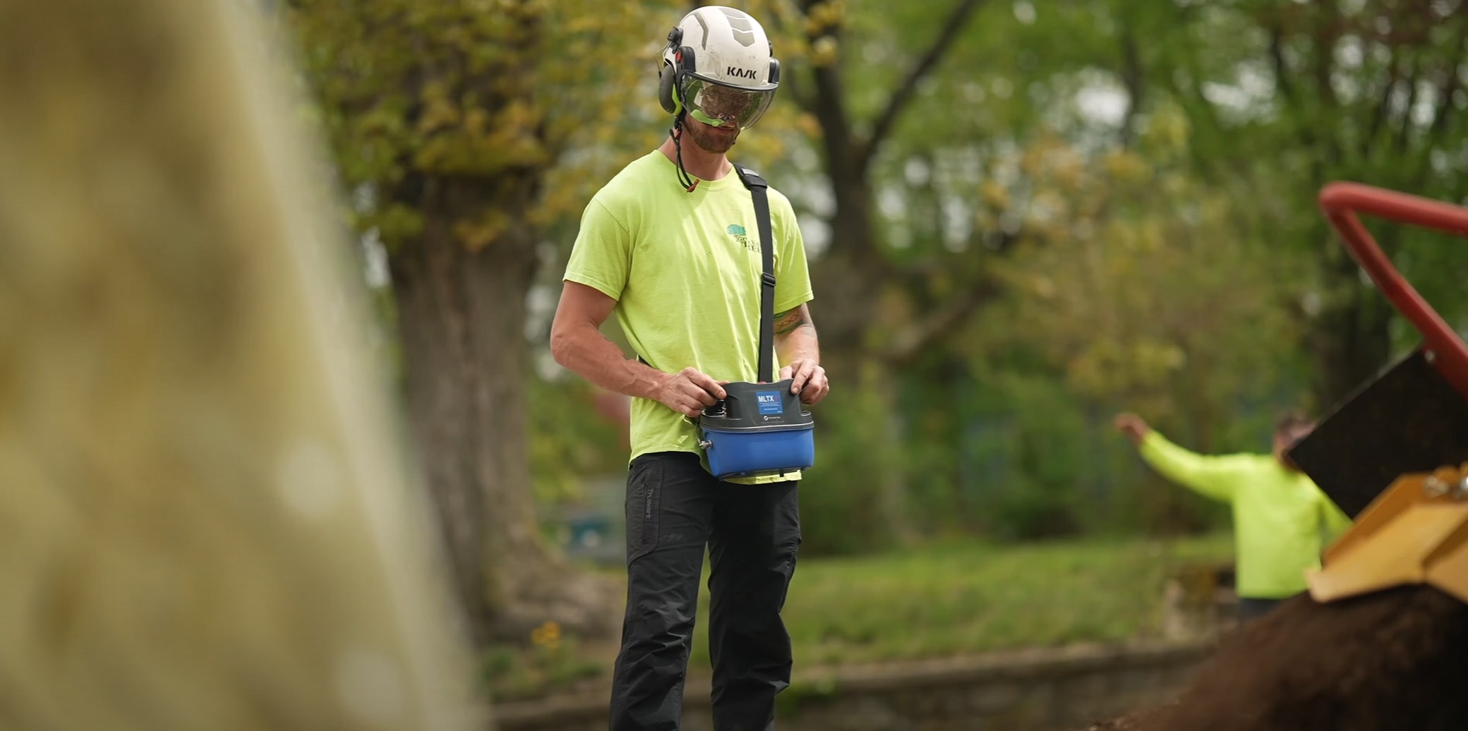 Certified arborist with safety equipment ready for tree service in Camarillo